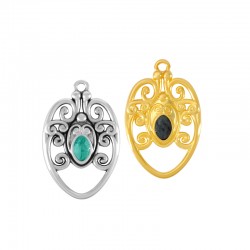 Pendentif Ovale Irrégulier en Zamak Émaillé 23 x 32 mm
