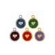 Enameled Zamak Charm Round with Heart 12mm