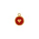 Enameled Zamak Charm Round with Heart 12mm