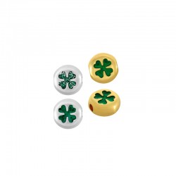 Enameled Zamak Slider Round with Four Leaf Clover 9mm Ø2.2mm