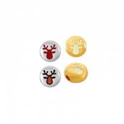 Enameled Zamak Slider Round with Deer Head 9mm Ø2.2mm