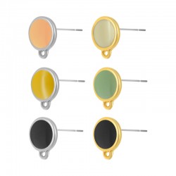 Boucle D'Oreille Ronde en Zamak avec Émail et Boucle 10 mm