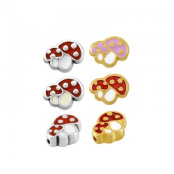 Enameled Zamak Bead Mushrooms 8.8x10.8mm Ø1.2mm