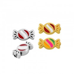 Enameled Zamak Bead Candy 12.4x6.5mm Ø1.1mm