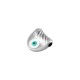 Enameled Zamak Charm Semicircle with Evil Eye 10.3x9.8mm Ø2mm