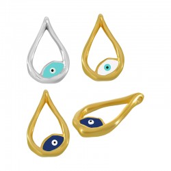 Charm en Zamak Émaillé en Forme de Larme avec œil Maléfique 16 x 26.3 mm Ø 2.2 mm