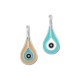 Enameled Zamak Charm Teardrop with Evil Eye 9.2x20.2mm Ø2.2mm