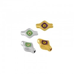 Enameled Zamak Tube Rhombus with Evil Eye 15x9.2mm Ø1.7mm