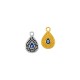 Enameled Zamak Charm Teardrop with Meander Evil Eye 10.4x13.3mm