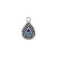 Enameled Zamak Charm Teardrop with Meander Evil Eye 10.4x13.3mm