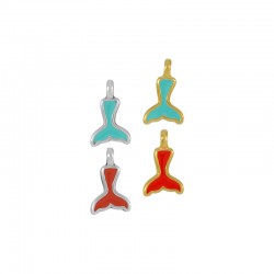 Charm en Zamak Émaillé en Forme de Queue de Baleine 7 x 8 mm Ø 1.6 mm