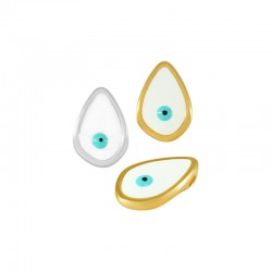 Charm en Zamak Émaillé en Forme de Larme avec œil Maléfique ~12X17 mm Ø2.2 mm