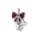 Enameled Zamak Charm Bell with Bow 13x18mm Ø1.5mm