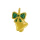 Enameled Zamak Charm Bell with Bow 13x18mm Ø1.5mm