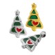 Enameled Zamak Charm Christmas Tree & Heart 12x20mm Ø1.8mm
