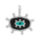 Enameled Zamak Charm Oval with Evil Eye ~16x12mm/2mm