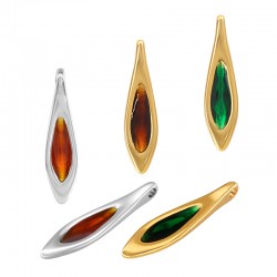 Charm Ovale en Zamak Émaillé 10 x 41 Mm/3.5 mm Ø 2.8 mm