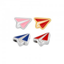 Curseur en Zamak émaillé Avion en Papier 13 x 10 mm/4 mm Ø 1,7 mm