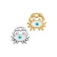 Enameled Zamak Charm Carb with Evil Eye 11x10mm/1.9mm