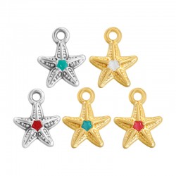 Charm de Zamak Esmaltado con Estrella de Mar 9 mm/2,2 mm