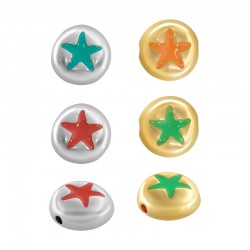 Enameled Zamak Slider Round with Starfish 10mm/5mm Ø1.5mm