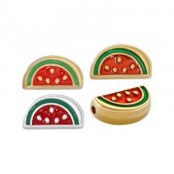 Enameled Zamak Slider Watermelon 13x8mm/4mm Ø1.5mm
