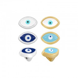 Enameled Zamak Slider Evil Eye 9x6mm/2mm Ø3.2x1.7mm