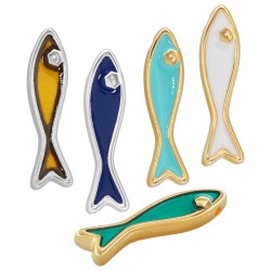 Μεταλλικό Ζάμακ Μοτίφ Ψάρι με Σμάλτο 9x31mm/5mm Ø1.7mm
