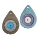 Ciondolo in Ceramica Grezza Goccia con Occhio Portafortuna Smaltato 48x67mm