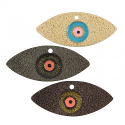 Pendentif œil céramique 63x27mm (Ø3mm)