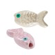 Enameled Ceramic Bead Fish with Evil Eye 26x12mm Ø2mm