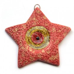 Pendentif en Céramique Émaillée Étoile avec œil Maléfique 64 x 58 mm