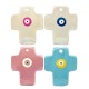 Enameled Ceramic Pendant Cross with Evil Eye 50x60mm