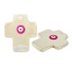 Enameled Ceramic Pendant Cross with Evil Eye 50x60mm