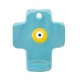 Enameled Ceramic Pendant Cross with Evil Eye 50x60mm