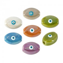 Cuenta Ovalada de Cerámica Esmaltada con ojo Turco 16 x 13 mm Ø 1,8 mm