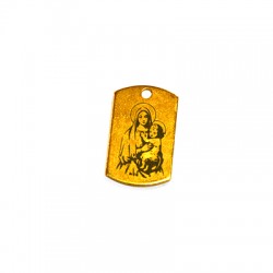 Brass Charm Tag Engraved Jesus-Madonna 15x25mm Ø2.4mm