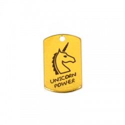 Targhetta in Ottone Rettangolare "Unicorn Power" 15x25mm