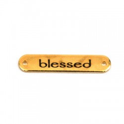 Connettore in Ottone Targhetta "blessed" Incisa 25x5mm (Ø1.2mm)