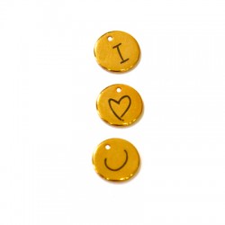 Ciondolo in Metallo Ottone Rotondo I Love You 12mm (Ø1.4mm)