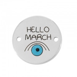 Connecteur rond en Laiton Émaillé « March » avec œil Maléfique 15 mm Ø1.4 mm