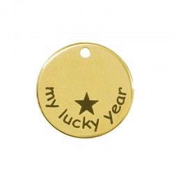 Charm rond en Laiton « my Lucky year » avec Étoile 20 mm Ø1.9 mm