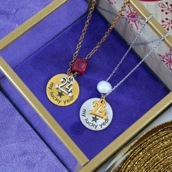 Charm rond en Laiton « my Lucky year » avec Étoile 20 mm Ø1.9 mm