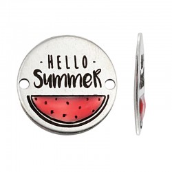 Connecteur rond en Laiton « Hello Summer » 20 mm Ø1.9 mm