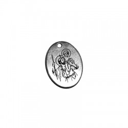 Brass Charm Oval Engraved Religious 16x21mm Ø1.9mm