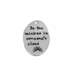Ciondolo in Ottone Targhetta Ovale "Be the rainbow" 21x29mm