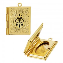 Talisman Rectangulaire en Laiton Ouvrable avec œil Maléfique 18 x 22 mm