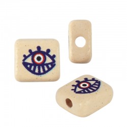 Perla Quadrata Piatta in Ceramica con Occhio 10 Mm/3 mm Ø 2.2 mm