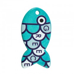 Pendentif en Céramique Poisson « Greece » avec œil Maléfique 29 x 60 mm Ø 3 mm
