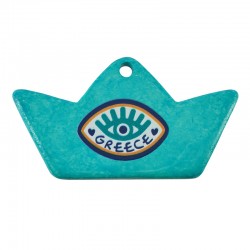 Pendentif en Céramique Bateau « Grèce » avec œil Maléfique 68 x 39 mm Ø 3.2 mm